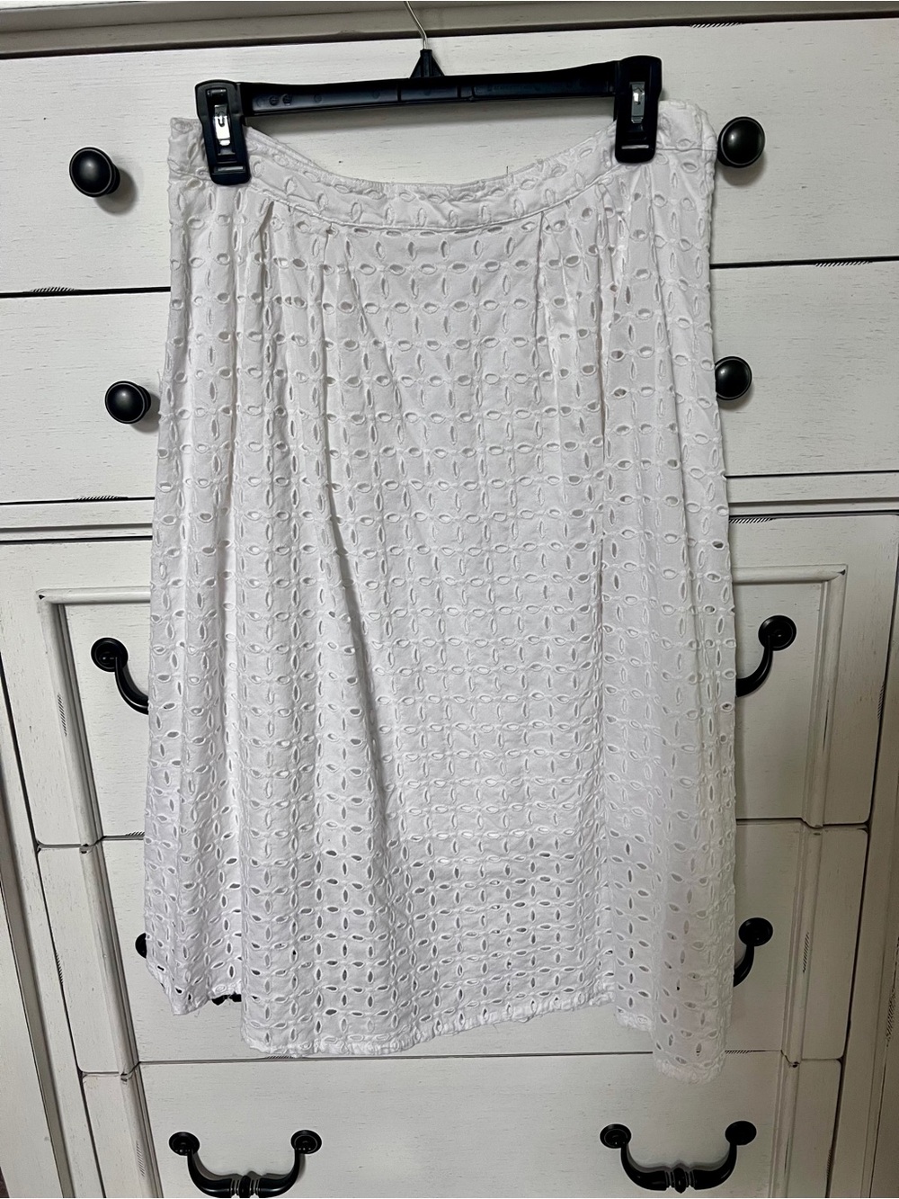 Abercrombie & Fitch White Eyelet A-Line Midi Skirt